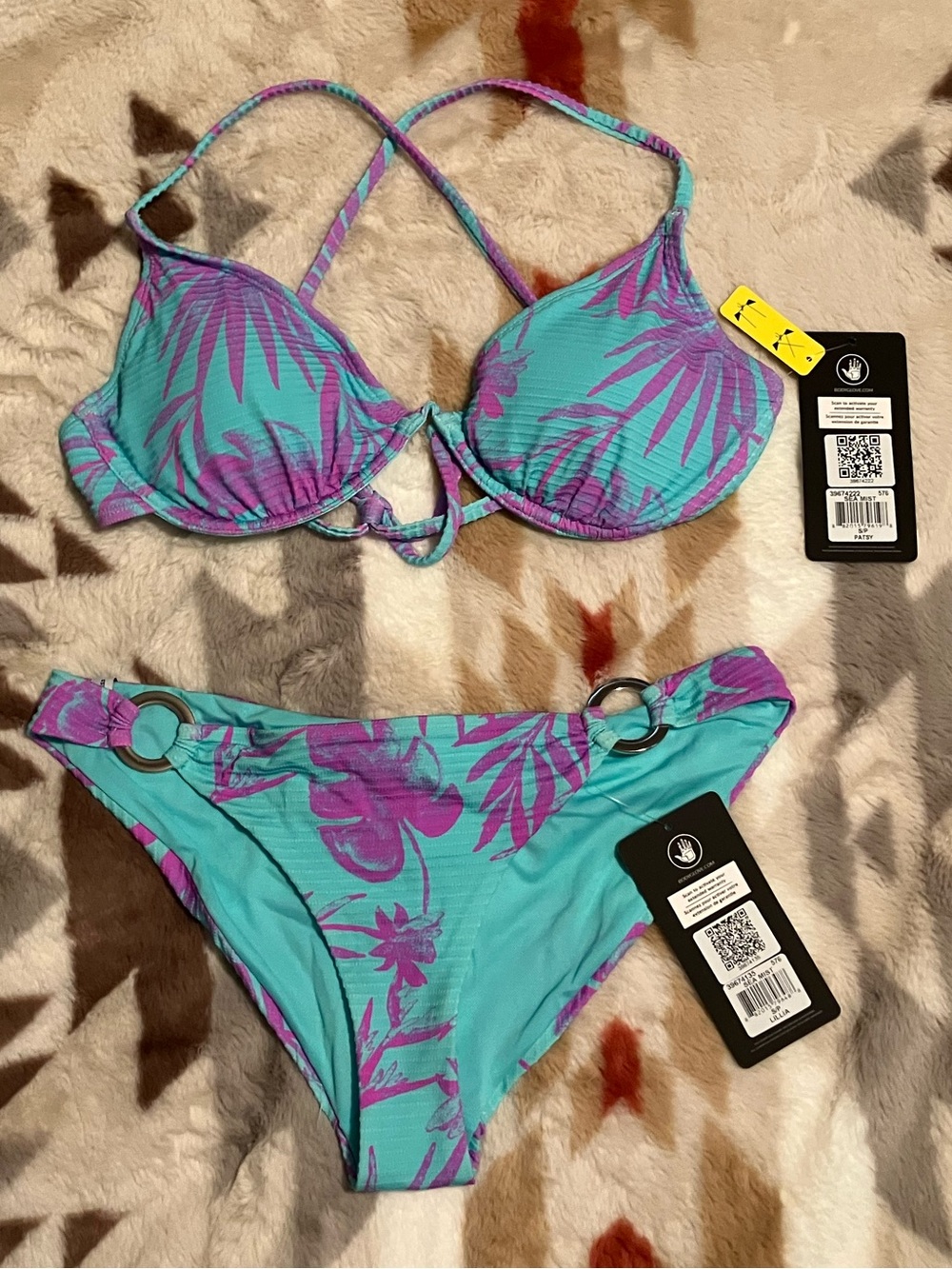 Body Glove Azores Turquoise and Pink Tropical Bikini Set